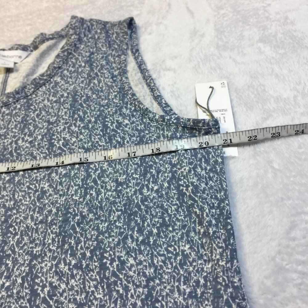 New! Liz Claiborne Blouse Tank Top L Womans Blue Printed Sleeveless Stretch - Picture 14 of 16